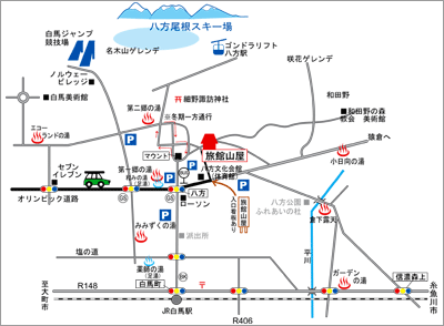 山屋周辺マップ　---　クリックすると印刷用のPDFマップが開きます。